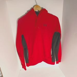 Under Armour Hibbet Hooded Sweatshirt Red Black Design Kangaroo Pockets Medium